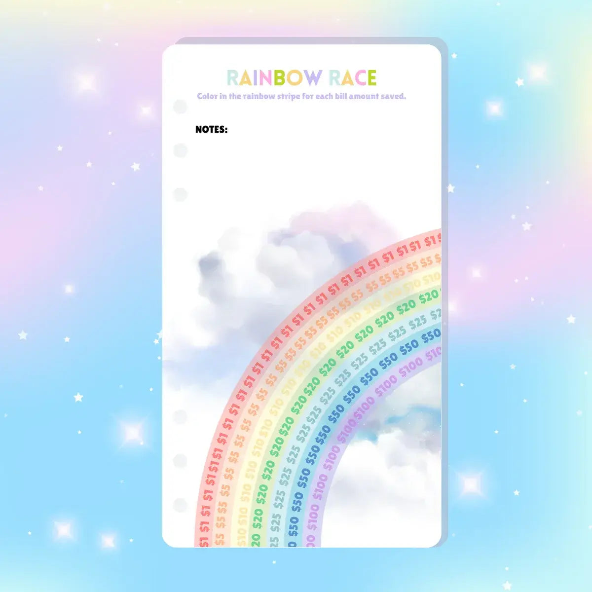Single Page Saving Challenges & Trackers Inserts - A6 - Rainbow Race