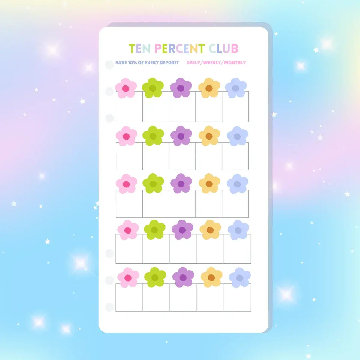 Single Page Saving Challenges & Trackers Inserts - A6 - Ten Percent Club