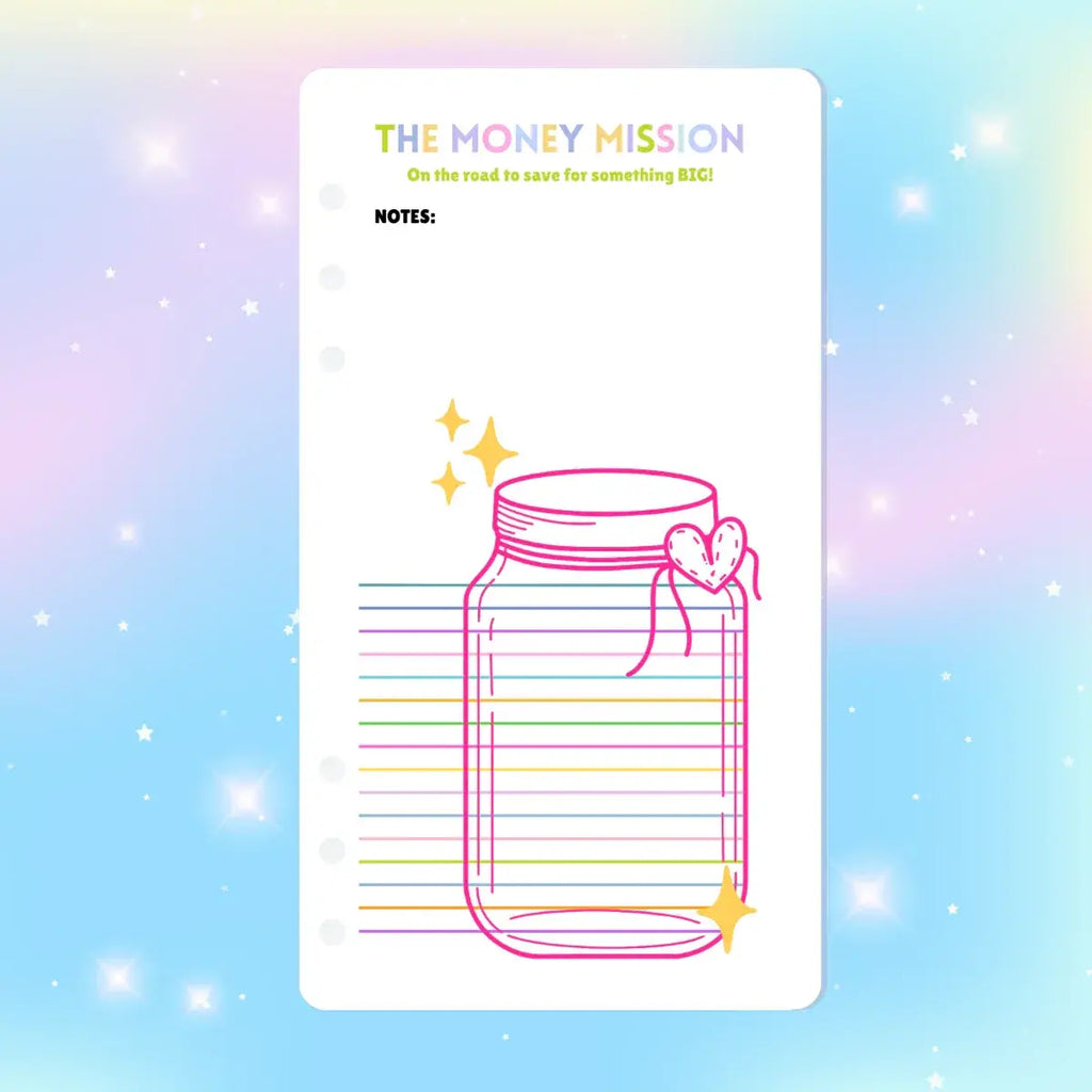 Single Page Saving Challenges & Trackers Inserts - A6 - The Money Mission