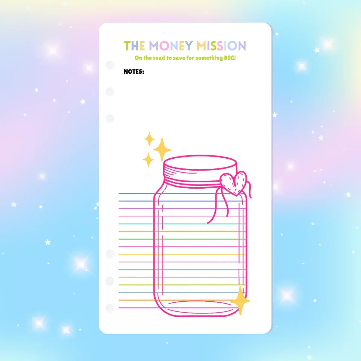Single Page Saving Challenges & Trackers Inserts - A6 - The Money Mission