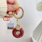 Sprinkle Donut AirTag Case Keychain - Brown Chocolate