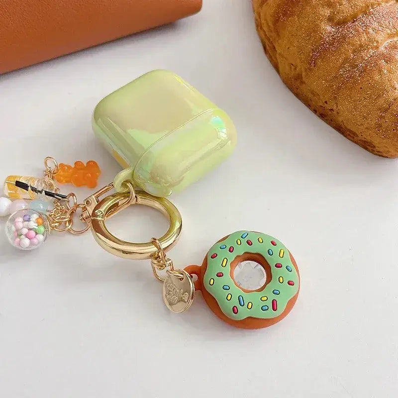 Sprinkle Donut AirTag Case Keychain - Green Pistachio