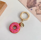 Sprinkle Donut AirTag Case Keychain - Pink Berry