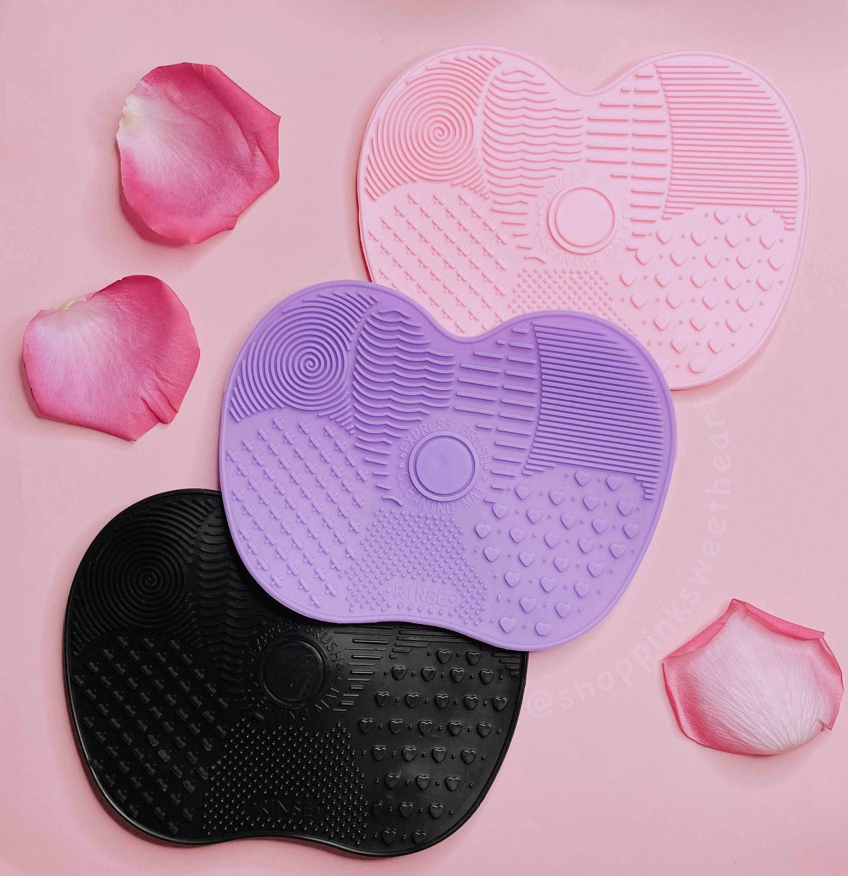 Textured Mini Cosmetic Brush Cleaning Mat 1pc - Black