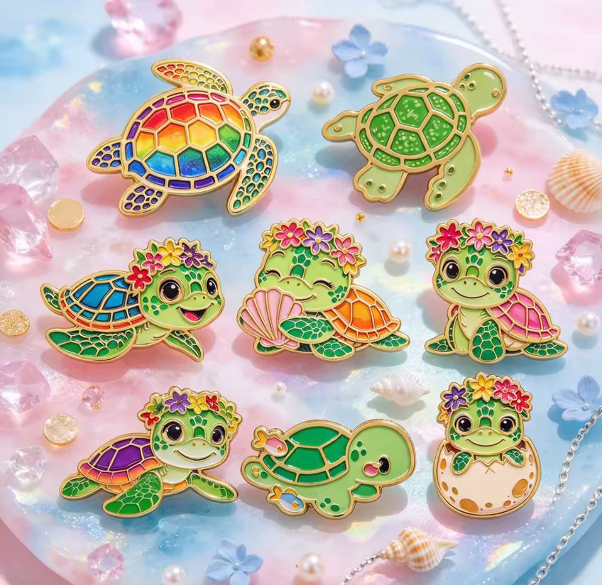 Turtles Enamel Pin Set 8pcs