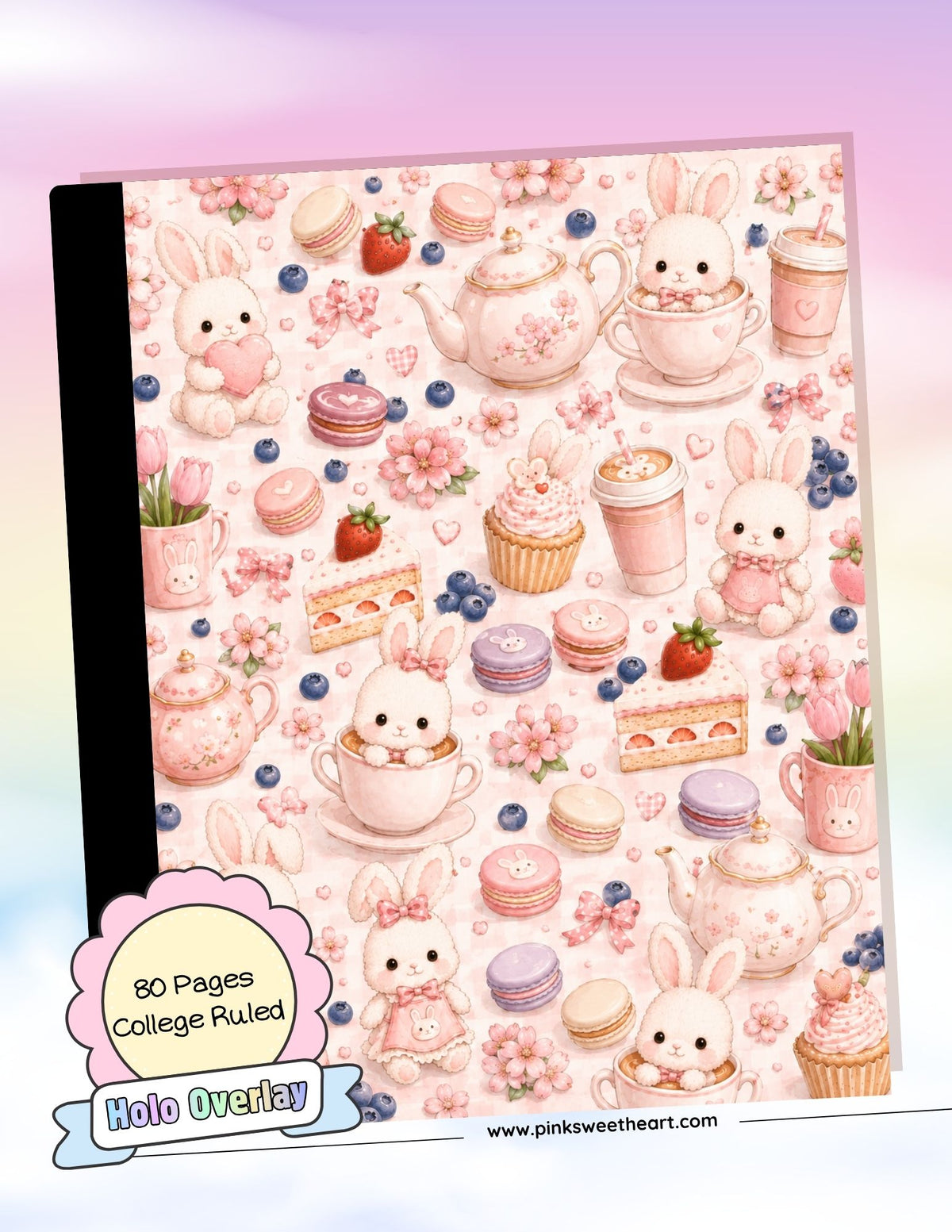 Wrapped Composition Notebook - Bunny Teatime
