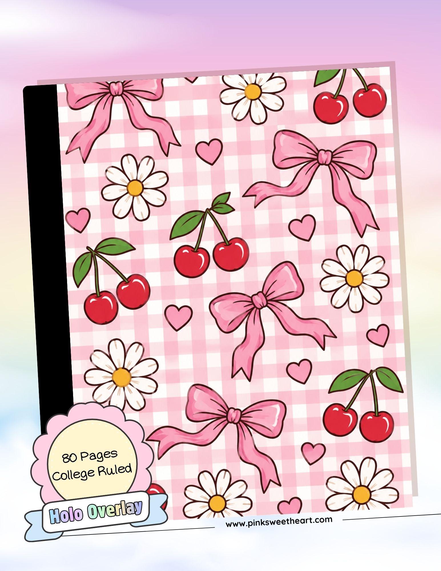 Wrapped Composition Notebook - Cherry Gingham