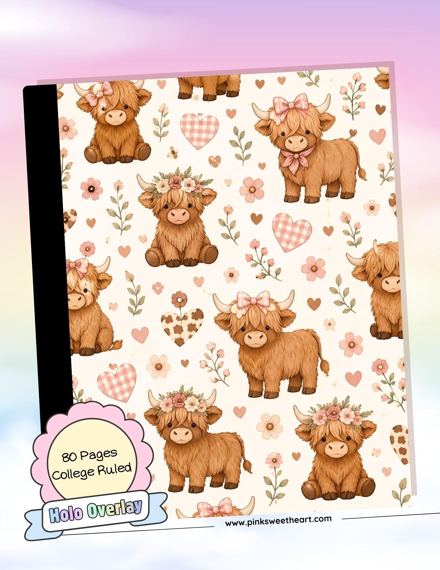 Wrapped Composition Notebook - Highland Cow