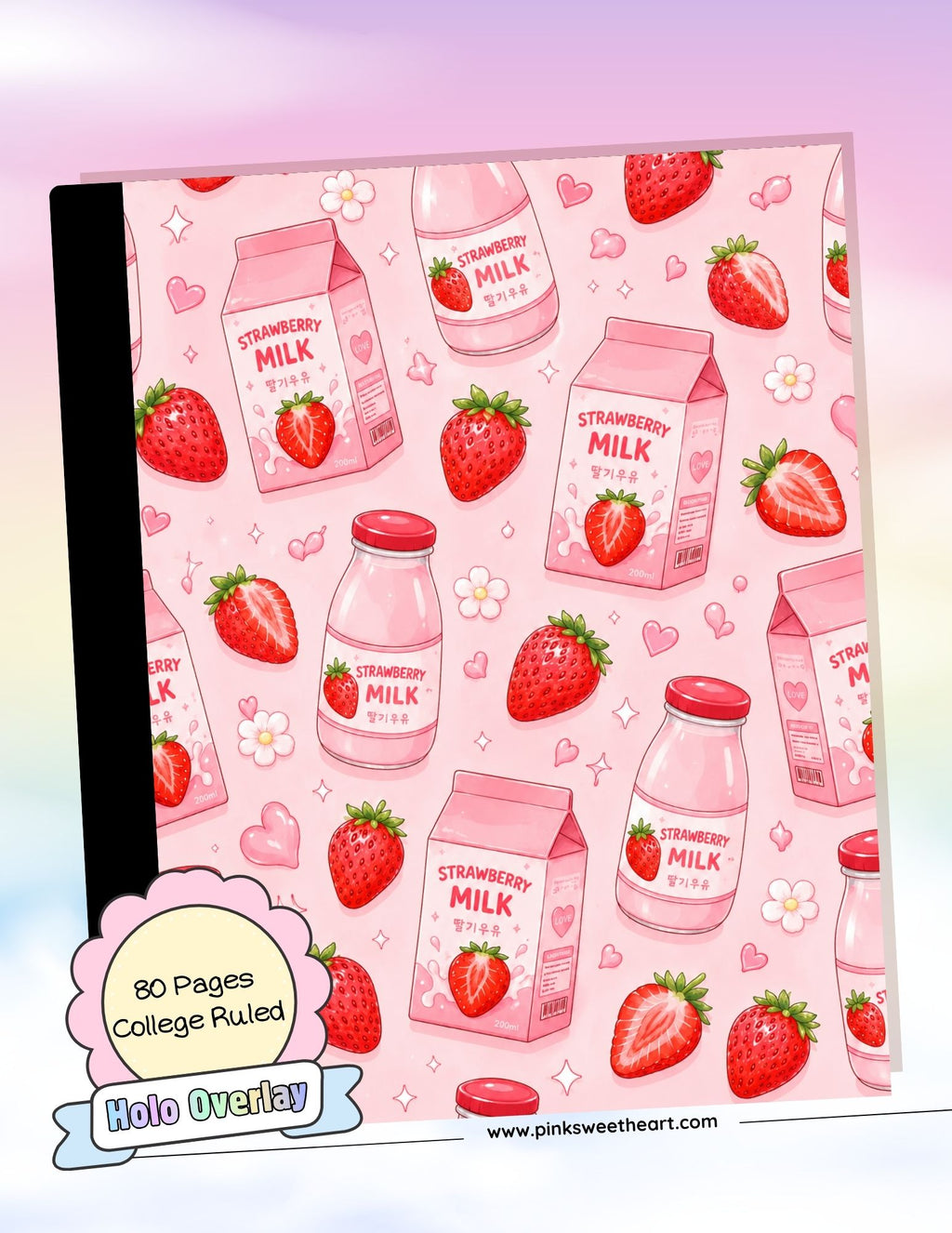 Wrapped Composition Notebook - Strawberry Milk