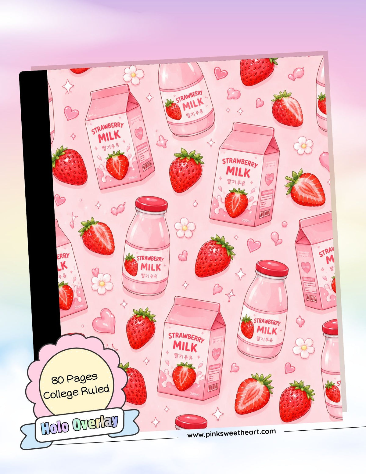Wrapped Composition Notebook - Strawberry Milk