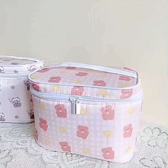 Cute Animal Character Kawaii Cosmetic Bag Tote|Anime Makeup Storage Bag|Rainbow Cosmetic Storage Bag|Japanime Makeup Pouch|Bear Rabbit Bag video