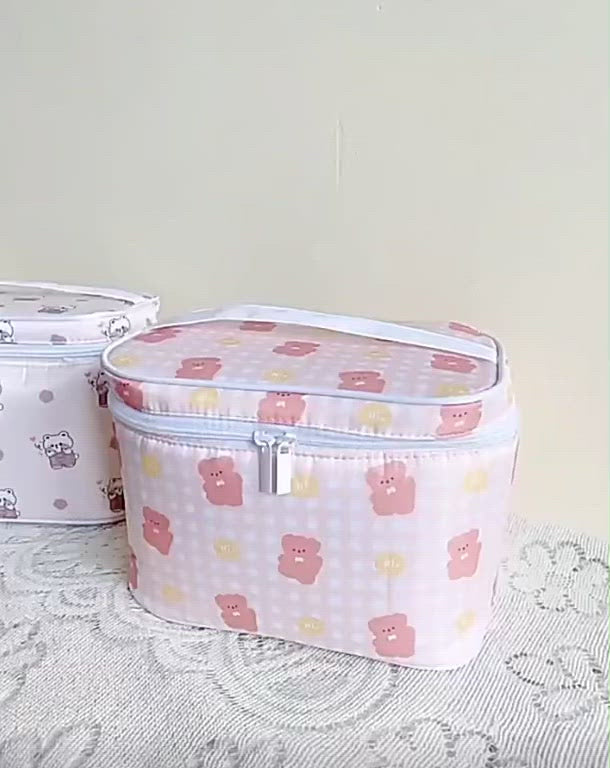Cute Animal Character Kawaii Cosmetic Bag Tote|Anime Makeup Storage Bag|Rainbow Cosmetic Storage Bag|Japanime Makeup Pouch|Bear Rabbit Bag video