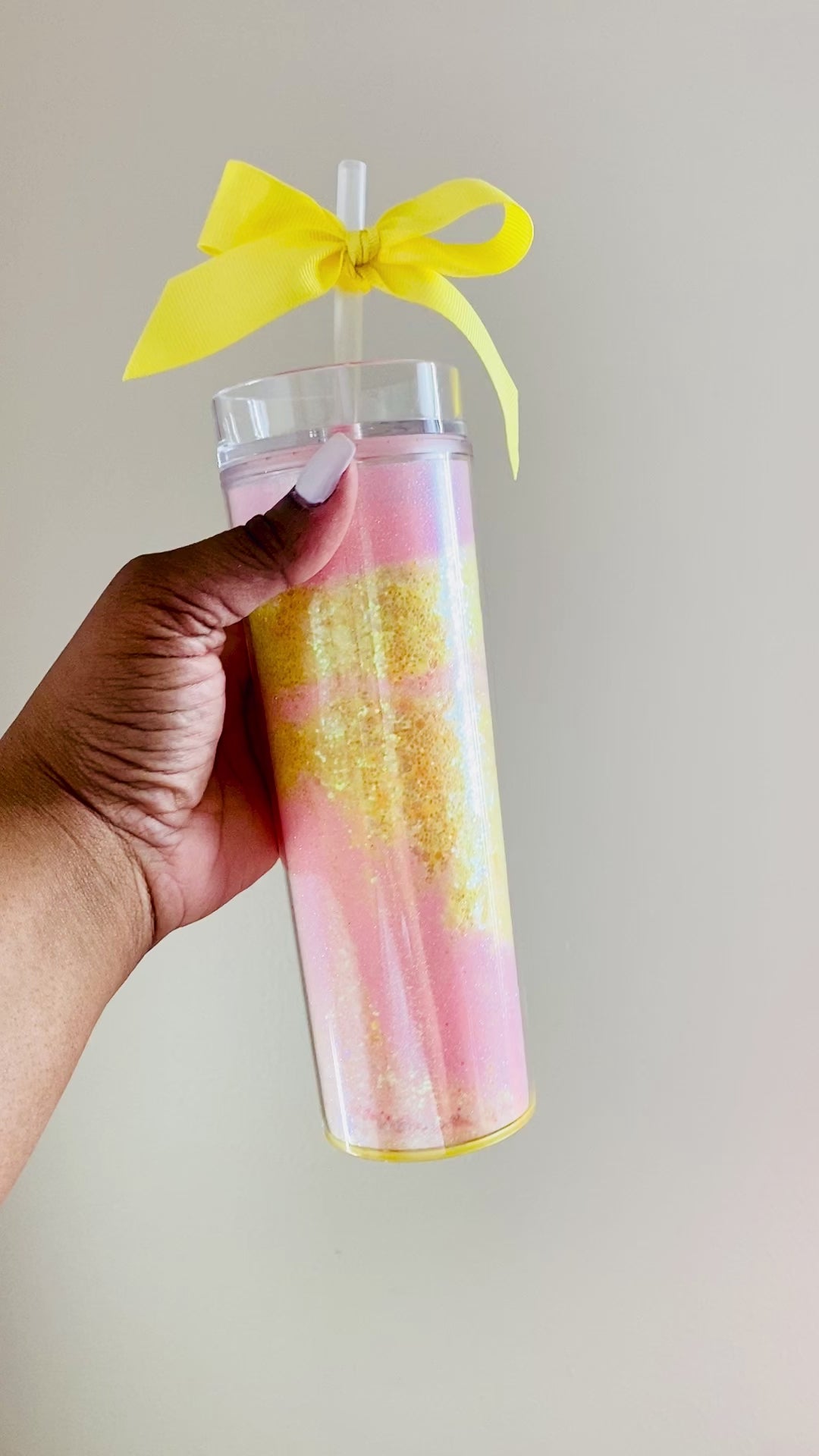 Pink Lemonade Glitter Skinny Acrylic Tumbler