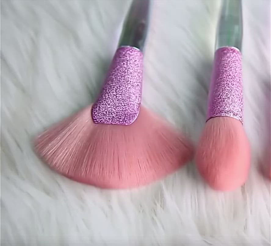 pink bristle clear holo iridescent makeup brushes video