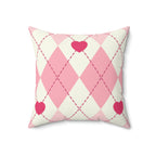 Argyle Hearts Square Pillow Home Decor Pink Sweetheart