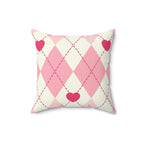 Argyle Hearts Square Pillow Home Decor Pink Sweetheart