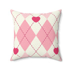 Argyle Hearts Square Pillow Home Decor Pink Sweetheart