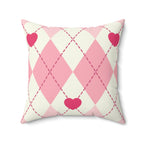 Argyle Hearts Square Pillow Home Decor Pink Sweetheart