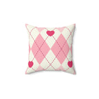 Argyle Hearts Square Pillow Home Decor Pink Sweetheart