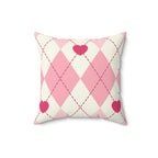 Argyle Hearts Square Pillow Home Decor Pink Sweetheart