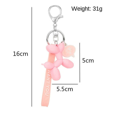 Balloon Puppy Rubber Keychain Charm Keychains Pink Sweetheart
