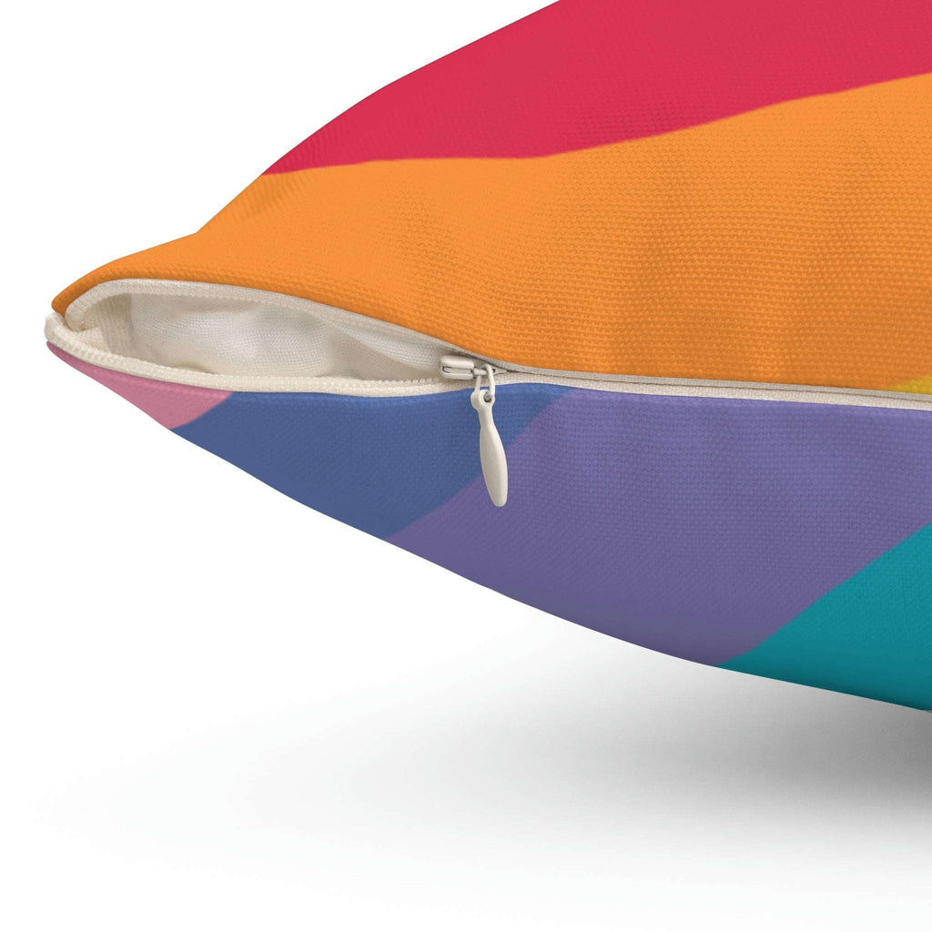 Beautiful Rainbow Curves Square Pillow Home Decor Pink Sweetheart