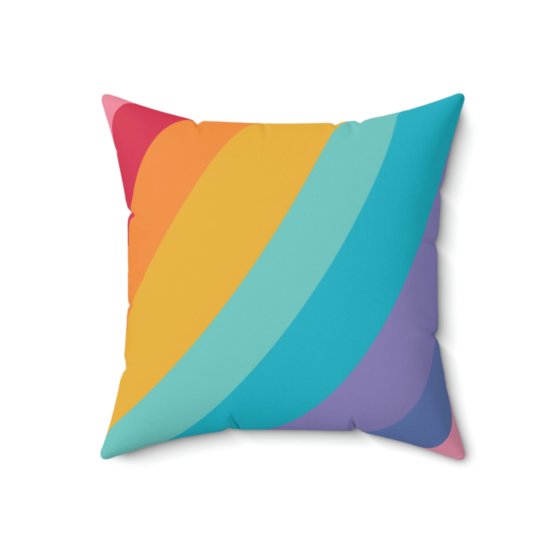 Beautiful Rainbow Curves Square Pillow Home Decor Pink Sweetheart
