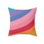 Beautiful Rainbow Curves Square Pillow Home Decor Pink Sweetheart