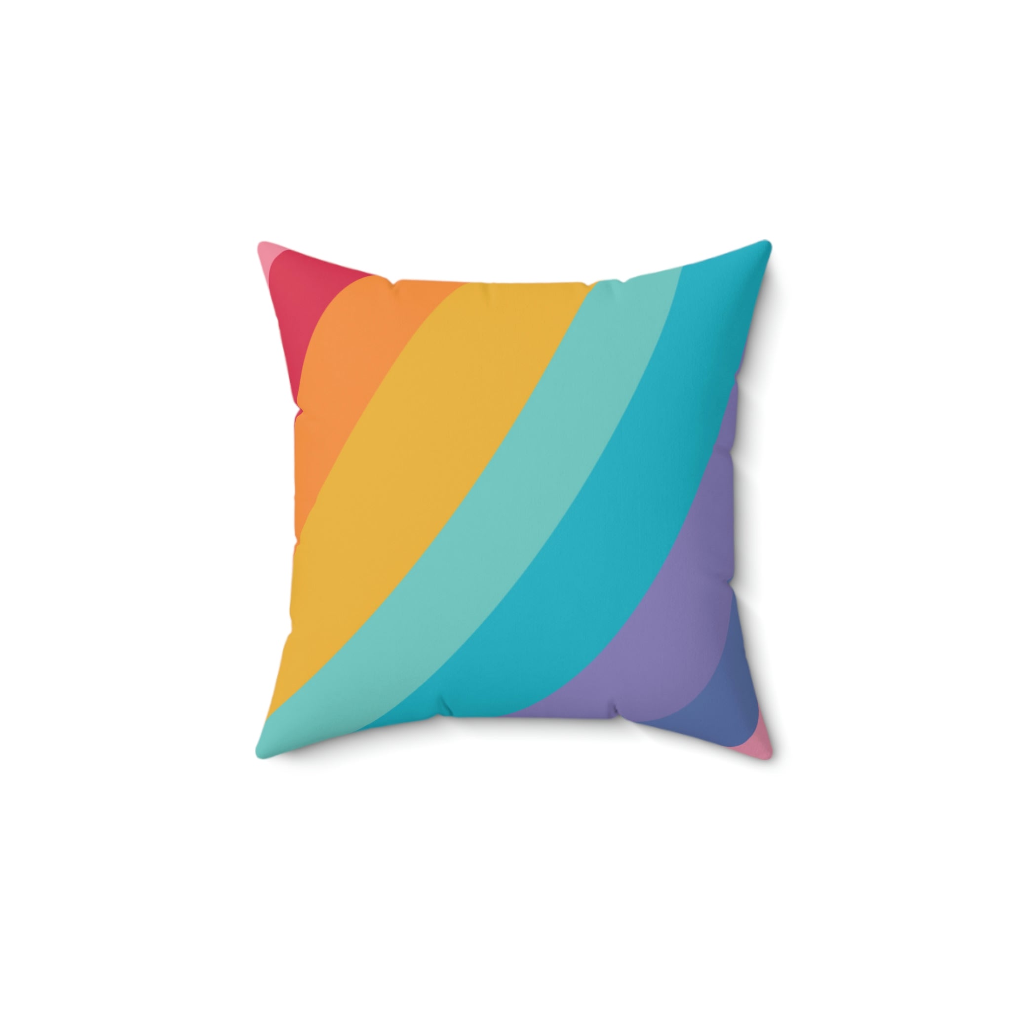 Beautiful Rainbow Curves Square Pillow Home Decor Pink Sweetheart