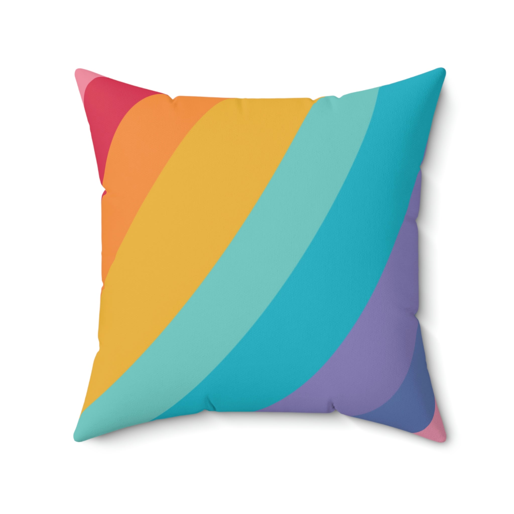 Beautiful Rainbow Curves Square Pillow Home Decor Pink Sweetheart