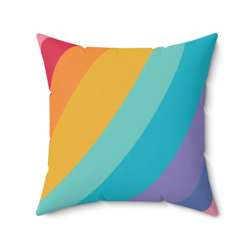 Beautiful Rainbow Curves Square Pillow - Pink Sweetheart