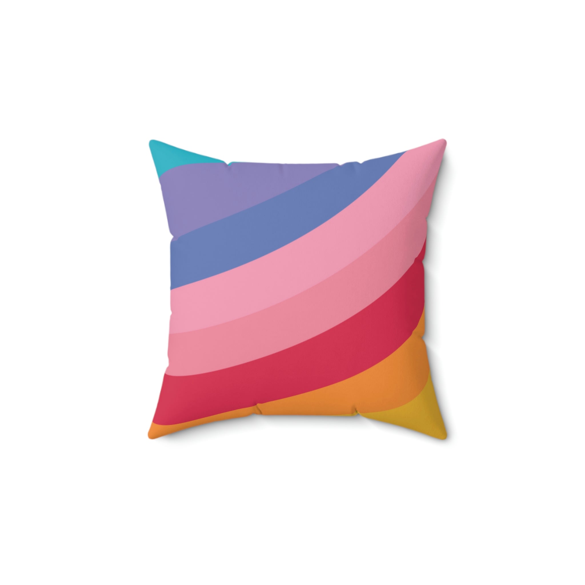 Beautiful Rainbow Curves Square Pillow Home Decor Pink Sweetheart