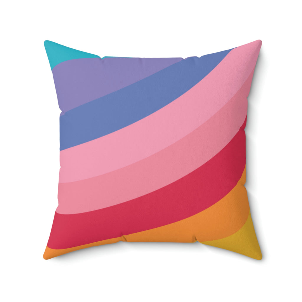 Beautiful Rainbow Curves Square Pillow Home Decor Pink Sweetheart
