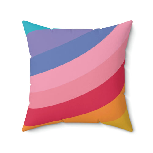 Beautiful Rainbow Curves Square Pillow - Pink Sweetheart