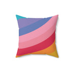 Beautiful Rainbow Curves Square Pillow Home Decor Pink Sweetheart