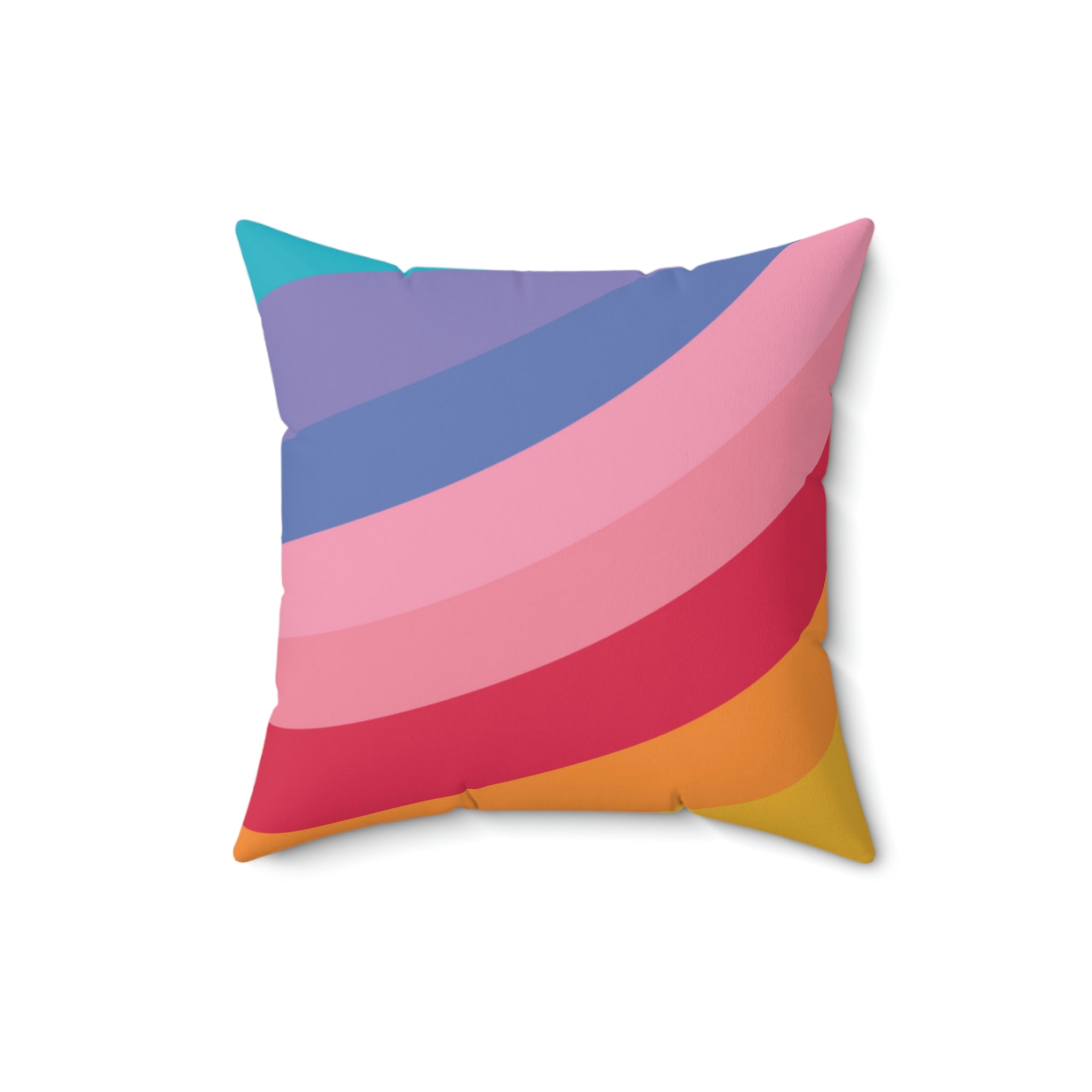 Beautiful Rainbow Curves Square Pillow Home Decor Pink Sweetheart