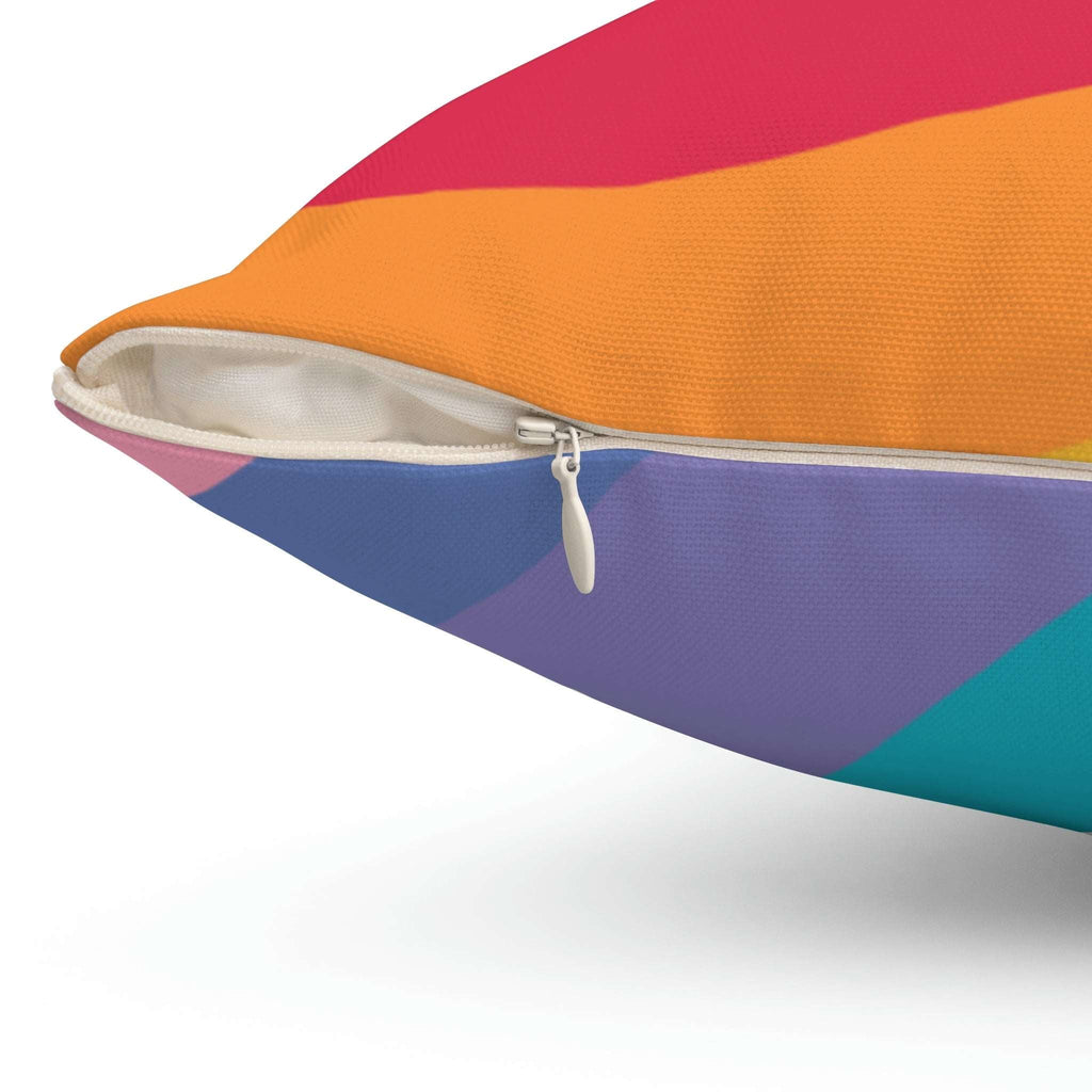 Beautiful Rainbow Curves Square Pillow Home Decor Pink Sweetheart