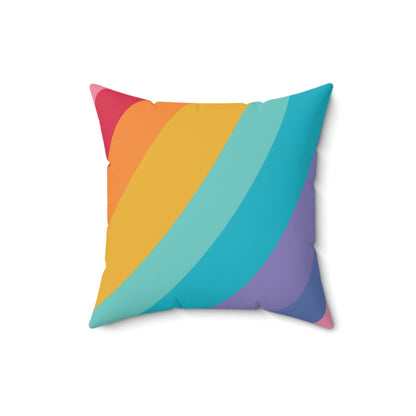 Beautiful Rainbow Curves Square Pillow Home Decor Pink Sweetheart