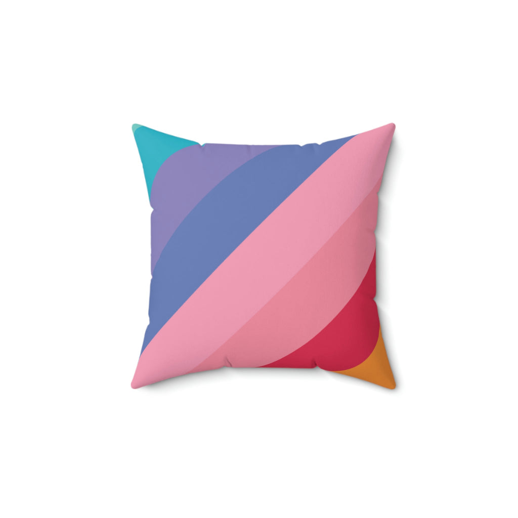 Beautiful Rainbow Lines Square Pillow Home Decor Pink Sweetheart