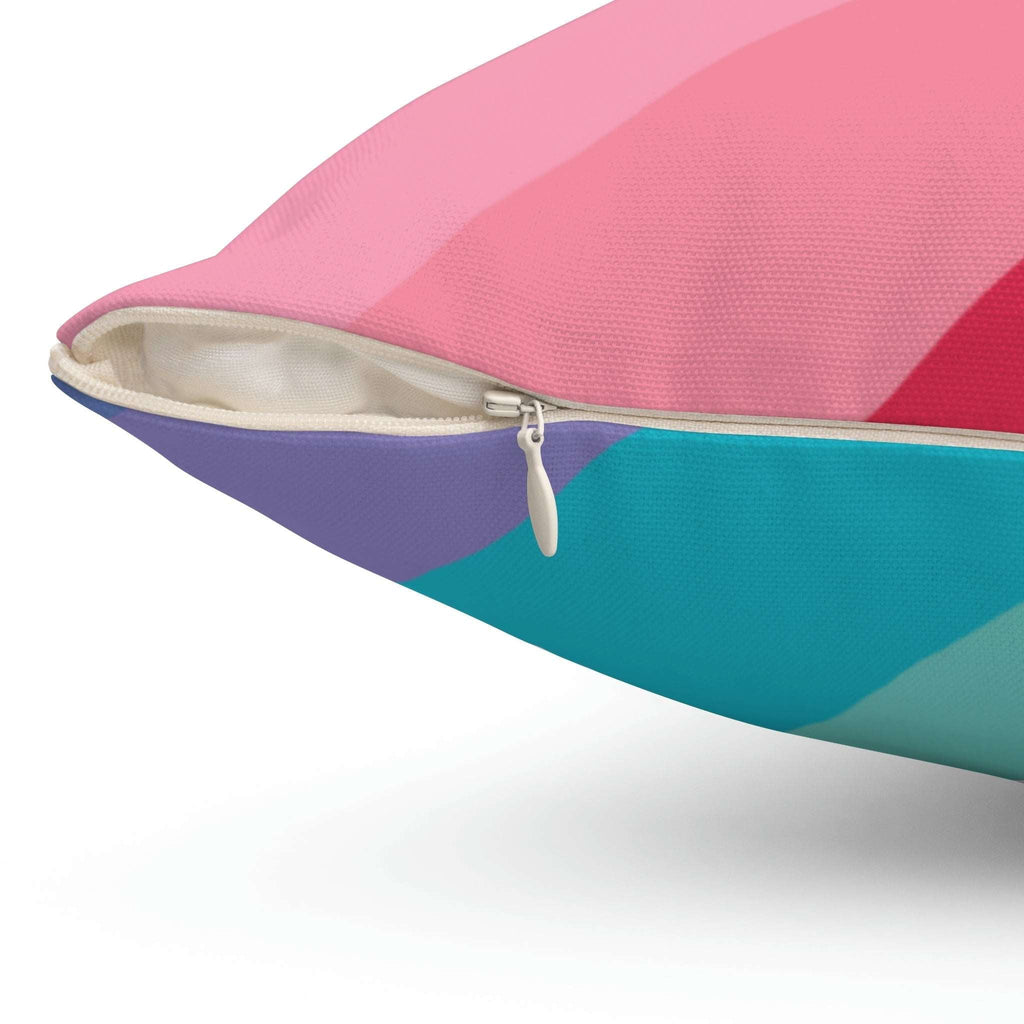 Beautiful Rainbow Lines Square Pillow Home Decor Pink Sweetheart