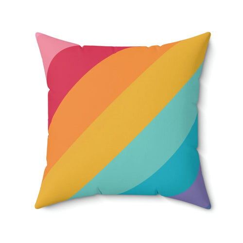 Beautiful Rainbow Lines Square Pillow - Pink Sweetheart