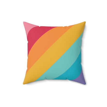 Beautiful Rainbow Lines Square Pillow Home Decor Pink Sweetheart