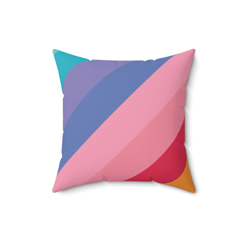 Beautiful Rainbow Lines Square Pillow Home Decor Pink Sweetheart