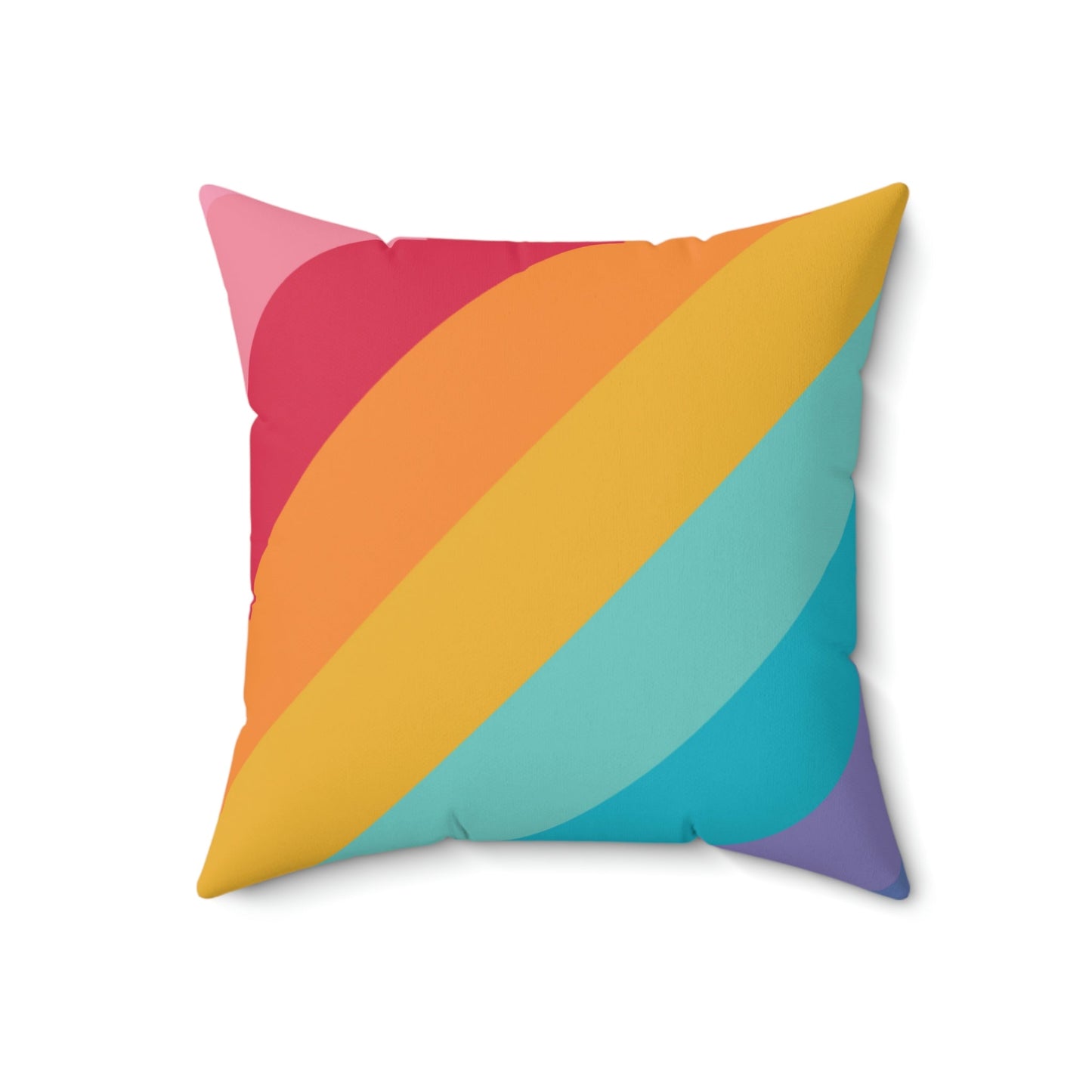 Beautiful Rainbow Lines Square Pillow Home Decor Pink Sweetheart