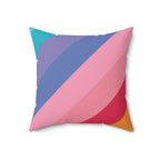 Beautiful Rainbow Lines Square Pillow Home Decor Pink Sweetheart