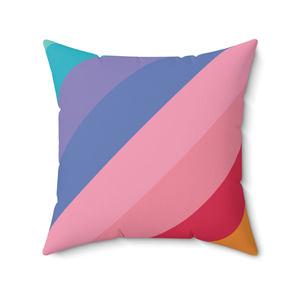 Beautiful Rainbow Lines Square Pillow Home Decor Pink Sweetheart