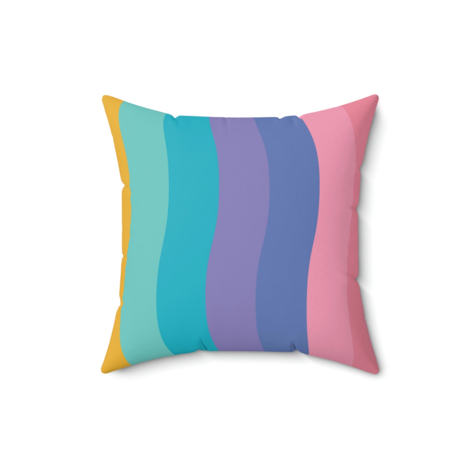 Beautiful Rainbow Waves Square Pillow Home Decor Pink Sweetheart