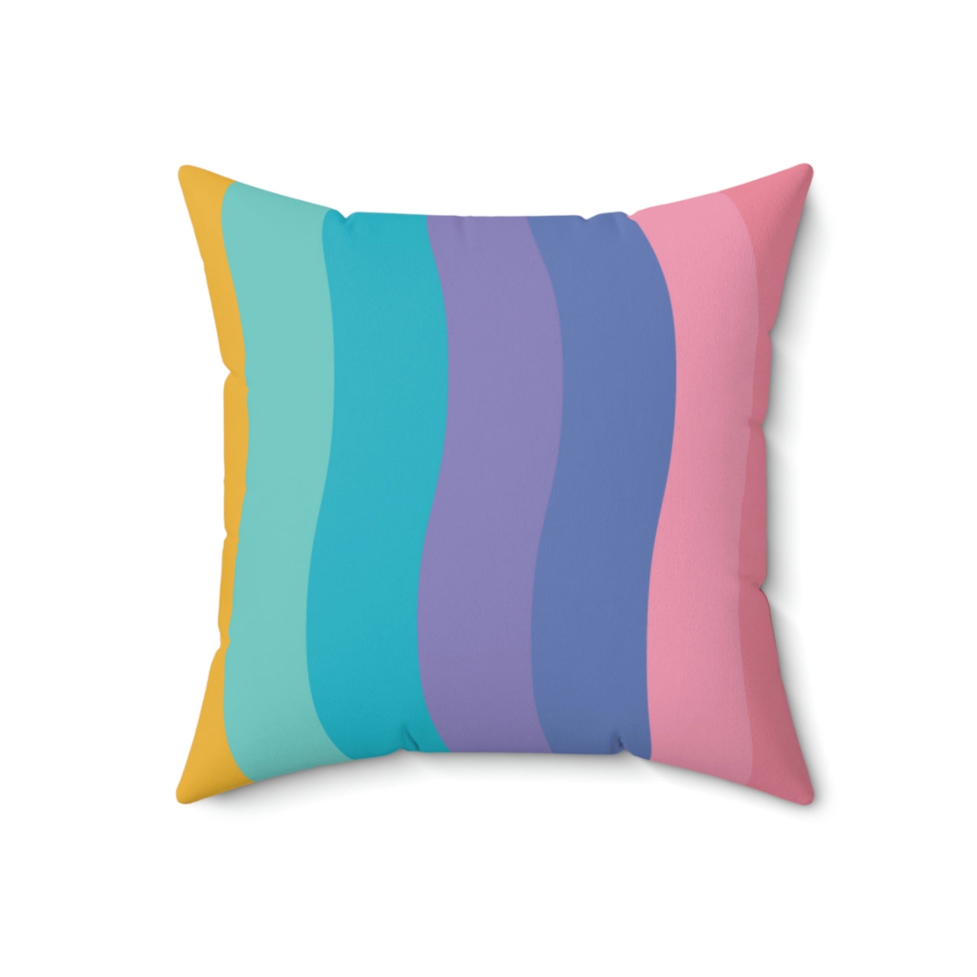 Beautiful Rainbow Waves Square Pillow Home Decor Pink Sweetheart