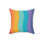 Beautiful Rainbow Waves Square Pillow Home Decor Pink Sweetheart