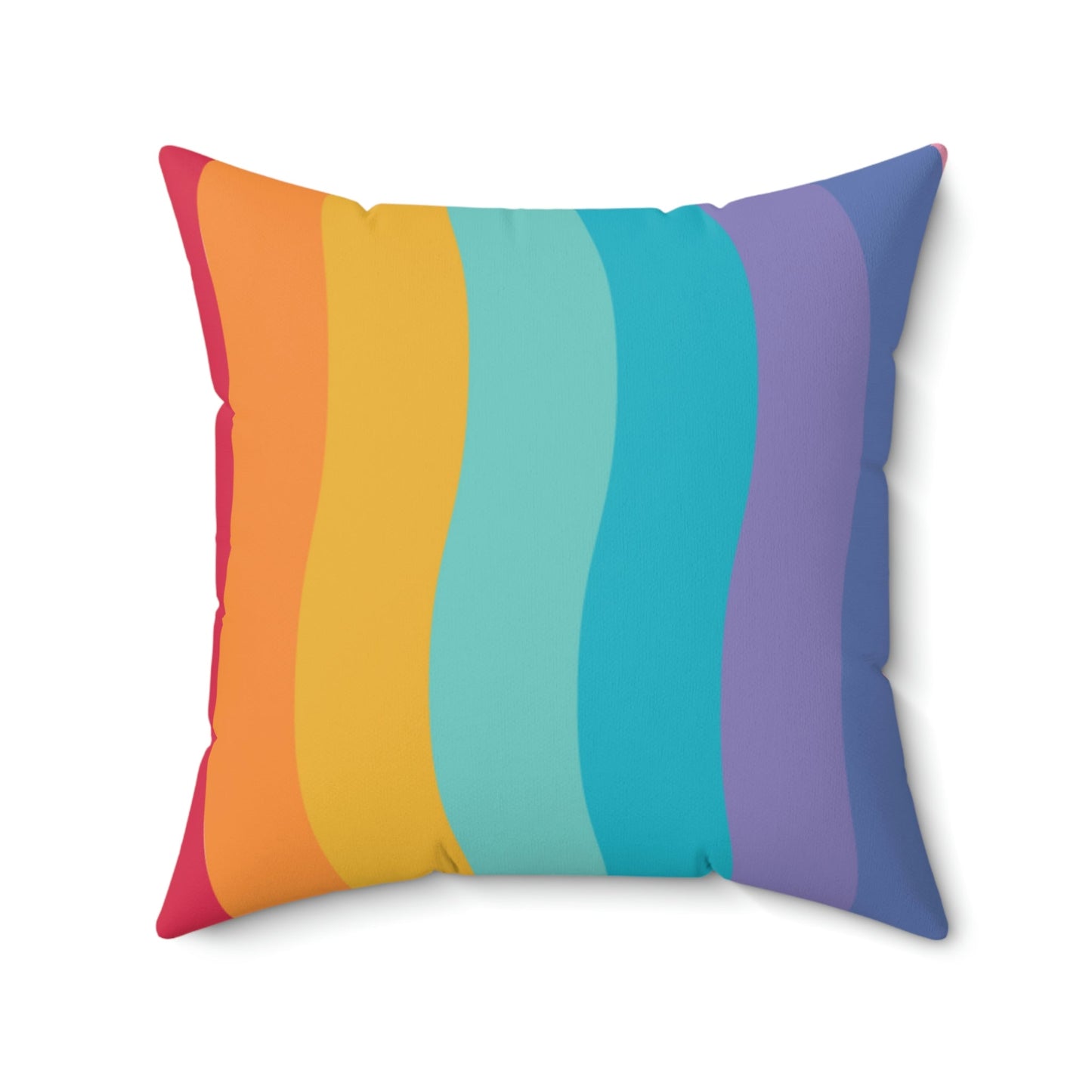 Beautiful Rainbow Waves Square Pillow Home Decor Pink Sweetheart